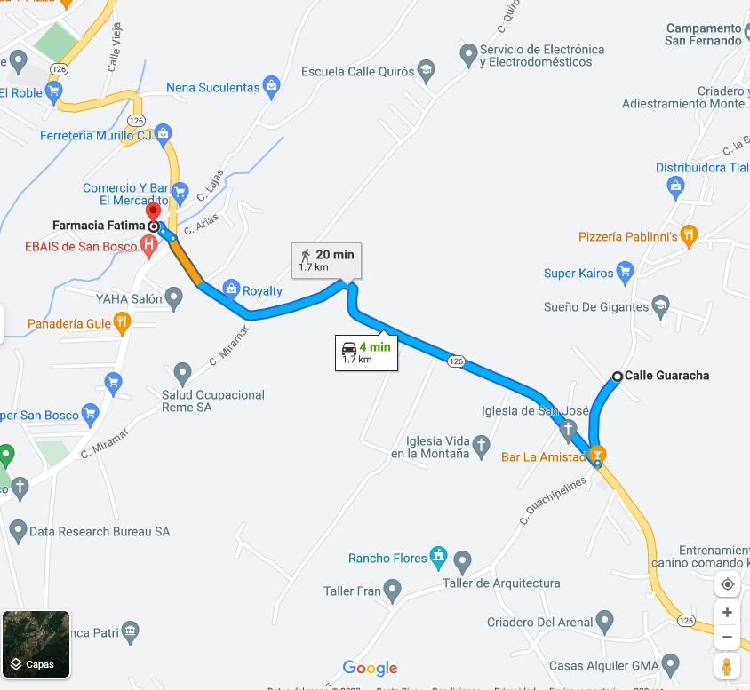 Route to Fatima pharmacy