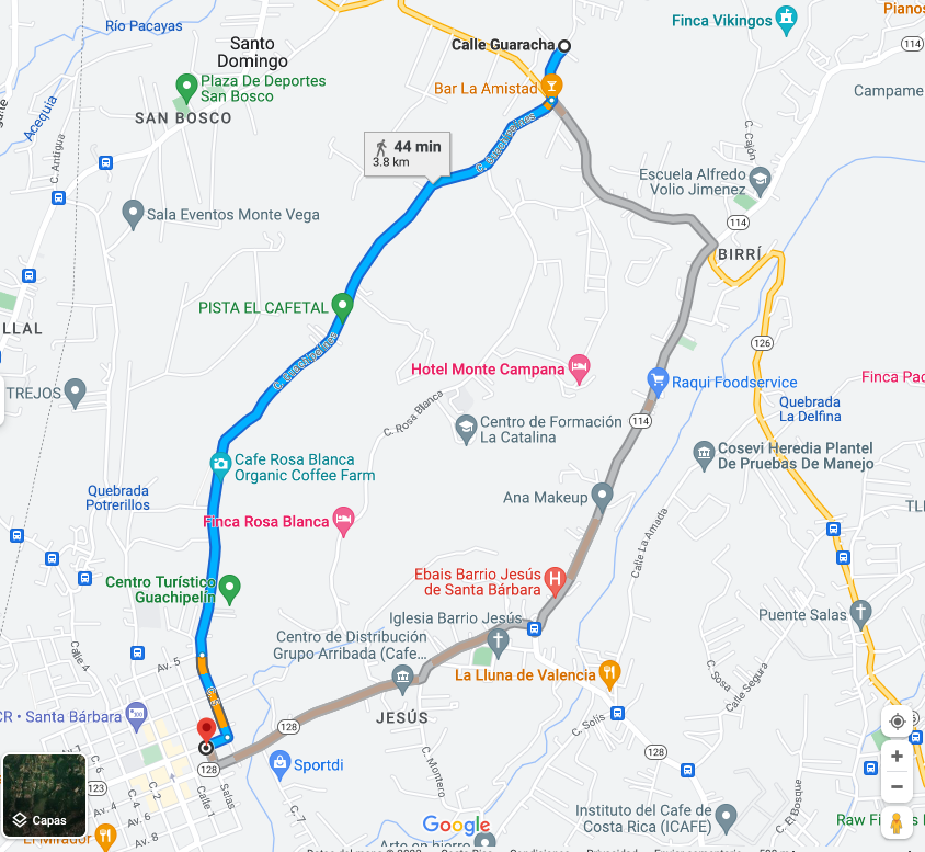 Route to Restaurante Sabores in Santa Barbara