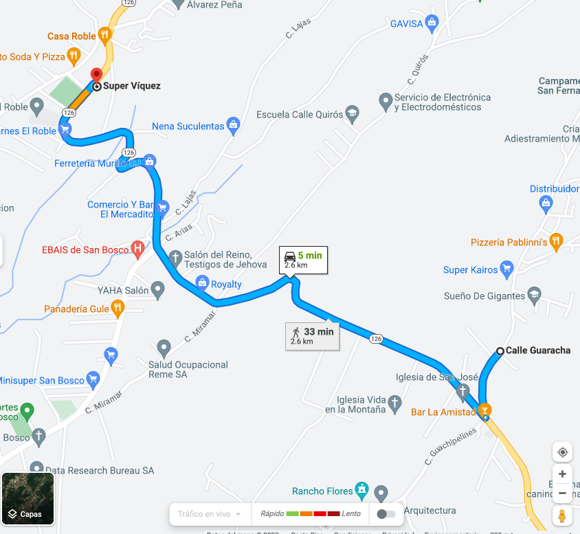 Route to Super Viquez in 'El Roble'